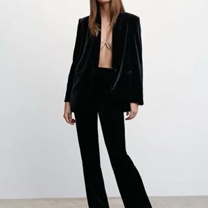Mango x Camille Chic Black Velvet Blazer
